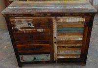 Antique Ethnique Inde Récupéré Vieux Coloré Bois Obturateur Porte Tiroir Salon Armoire Maison Chambre À Coucher Salle À Manger Cuisine
