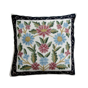 Excellent Garden of <b>Flowers</b> Custom Traditional Indian Embroidery Throw Pillow Cover <b>Cushion</b> Covers for Wholesale Price - Product Image 1