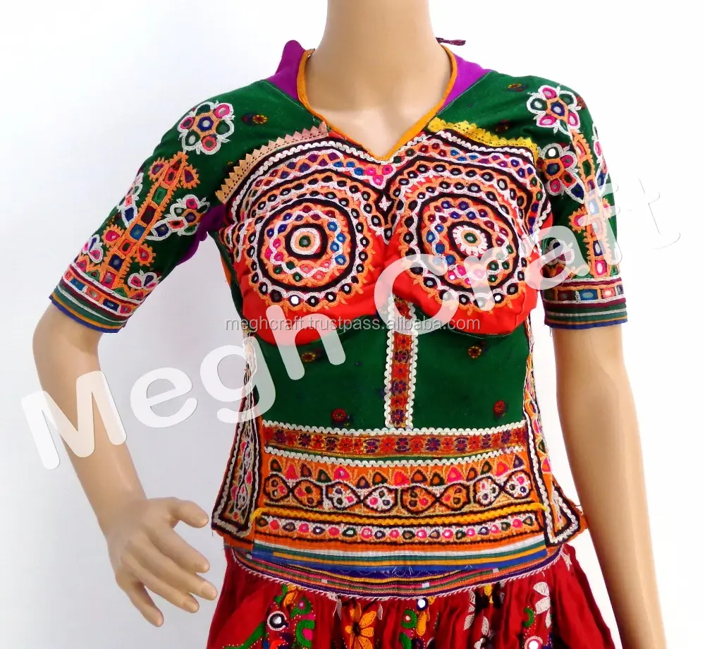 Дизайнерская блузка с зеркальной вышивкой на спине-винтажная шелковая блузка Bandhej с вышивкой, Топ