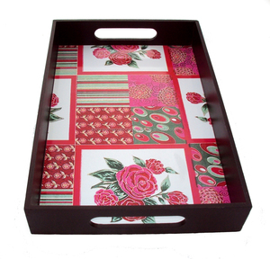 KAMRAN Eco-Friendly Custom Floral Printed MDF Wood Serving Tray <b>Rectangle</b> Sustainable Elegant <b>Coffee</b> Wedding Parties Home Decor - Product Image 2