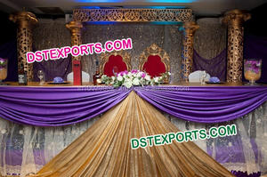 Decoración de Escenario Dorada Brillante para Bodas Musulmanas, Decoración de Escenario Moderna para Bodas Hindúes, Decoración de Escenario para Sangeet, Decoración para Eventos en Australia - Product Image 2