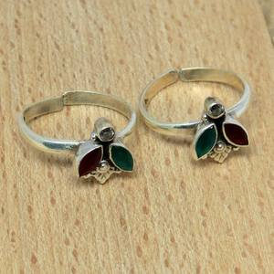Dazzling Red Onyx_Green Onyx_White CZ 925 Sterling <b>Silver</b> <b>Toe</b> <b>Rings</b> Wholesale <b>Silver</b> Jewelry Gemstone <b>Silver</b> Jewellery - Product Image 2