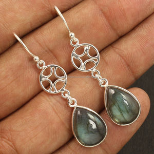 Design Luxurious Earrings Natural Labradorite Pear Brilliant Cut Gemstones 925 Sterling Silver Jewelry Earring Gift For Her - Product Image 1