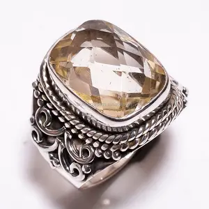 Thiết kế mới Citrine đá quý Nhẫn handmade trang sức số lượng lớn bán buôn 925 sterling Silver Rings trang sức Nhà cung cấp