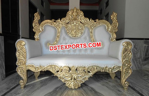 Sofa Kuningan Pernikahan Ukiran Berat, Sofa Logam Lapis Emas Ukiran Bunga Logam Pernikahan Desain Baru Pernikahan Sofa Dua Tempat Duduk - Product Image 5
