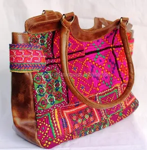 Borsa Vintage Banjara in vera pelle con manico in vera pelle mercato della spiaggia Boho lavoro Hippie <span class=keywords><strong>Hobo</strong></span> vecchie donne tradizionali Tote borsa a mano all'ingrosso - Product Image 1