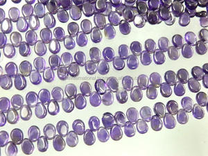 Briolette lisse poire gouttes améthyste perles de pierre violette en vrac pour la fabrication de bijoux - Product Image 5