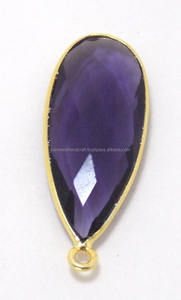 Améthyste violette 925 argent Sterling pierres précieuses naturelles bijoux faits à la main lunette pierre de naissance connecteur Boho - Product Image 5