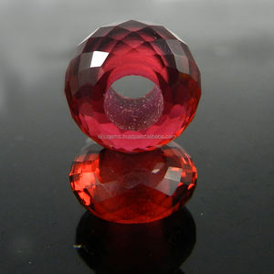 Cuentas de cuarzo rosa Hydro, 14x8x5mm, facetadas, redondas, con agujero grande, para fabricación de joyas - Product Image 4