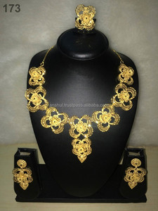 ชุดเครื่องประดับเจ้าสาวชุบทองคำสีเหลืองแบบแอฟริกันสำหรับงานแต่งงานและงานหมั้น ขายส่ง - Product Image 1