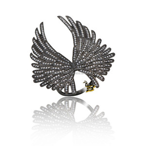 925K Sterling Silver the Best Art Design Newest <b>Black</b> Angel Wings <b>Ring</b> - Product Image 1