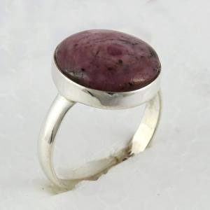 Anillo de Plata de Ley 925 y rubí, Gema redonda deslumbrante, plata antigua, venta al por mayor - Product Image 4