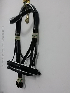 บังเหียนหนังแท้คุณภาพสูงพร้อมช่องเปล่าสำหรับสายรัดคิ้วและผลิตภัณฑ์ม้าบุนวมสีขาว - Product Image 4