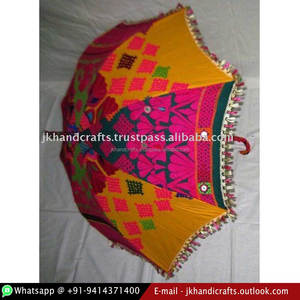 Paraguas de mujer al aire libre decorativo de boda de algodón con manos abiertas étnicas de 22" - Product Image 2