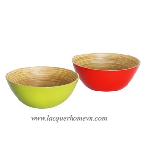 HT5189 Coiled bamboo salad serving bowl- Ha Thai lacquer factory - Product Image 4