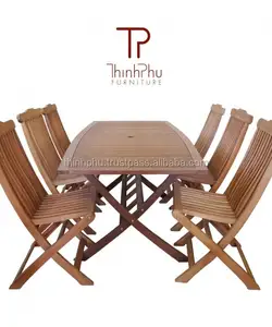 Eetkamer Set TP-SET-Opvouwbare Dinning Set-Houten Tuinmeubilair