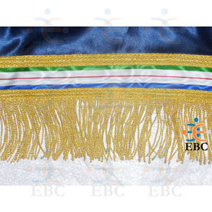 Frange de drapeau personnalisée en or jaune OEM, frange de drapeau tendance en soie, polyester, coton, fil métallique, fil doré et fil de bullion - Product Image 2