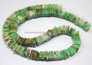 Cuentas de cubo Heishi cuadradas lisas de crisoprasa bicolor verde manzana Natural cuentas de cristal de Murano - Product Image 4