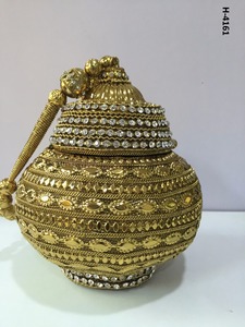 Handmade H4158 <b>Beaded</b> Tote Patterned Purse Ladies <b>Metal</b> Clutch Evening Bags in Gold Silver Online Shopping in India - Product Image 4