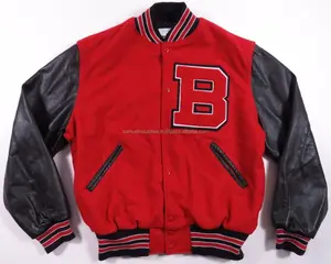 Micro Pelle Scamosciata Letterman Varsity Giacca di lana Rossa del corpo e In Pelle nera Giacca Varsity \ alta scuola varsity giacca di diversi colori