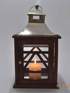 Elegante Portavelas de Madera Hecho a Mano con Diseño de Linterna, 52x18x25 cm, Decoración para el Hogar, Exhibición de Velas en Frascos IHA IHACA009 - Product Image 4