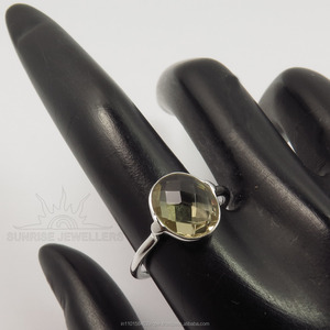 ของขวัญที่ดีที่สุดสําหรับเพื่อน 925 เงินสเตอร์ลิงแท้มะนาวควอตซ์รูปไข่ Checker อัญมณีที่มีเสน่ห์สวยแหวนขนาดใด ๆ TOP - Product Image 3