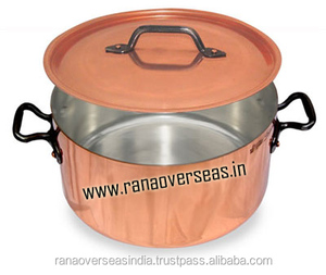 Casserole Ronde Moderne en Cuivre de Haute Qualité avec Deux Poignées et Couvercle en Acier Inoxydable Écologique pour Cuisiner Servir - Product Image 4