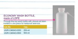 Bouteille de lavage de laboratoire transparente résistante aux fuites en LDPE 250ml - Product Image 2