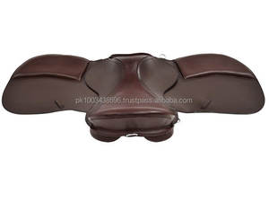 Selle en cuir tout usage GP sans arbre de dressage anglais noir/marron pour cheval - Product Image 3