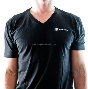 2024 T-shirt à col en V uni pour hommes en coton 100% Slim Fit Style TS-122 - Product Image 1