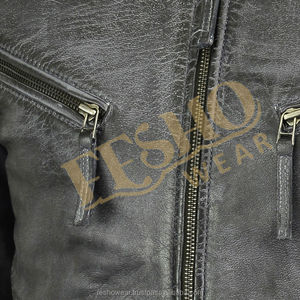 High Quality Mens Washed <b>Waxed</b> Lambskin Leather Jacket Durable Stylish Outerwear OEM Available - Product Image 2