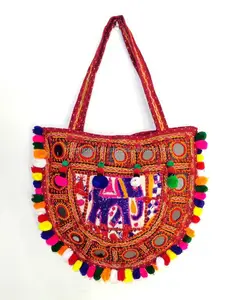 인도 전통 코끼리 자수 작업 핸드백-도매 banjara 스타일 어깨 가방-인도 민족 양모와 거울 작업 가방
