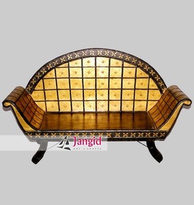 Sofás Antiguos de Madera de 2 Plazas con Detalles en Latón, Diván Indio Hecho a Mano, Muebles para Sala de Estar y Hotel, Artesanía de Rajastán - Product Image 2