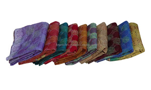Handmade Round <b>Silk</b> Kantha <b>Scarves</b> Vintage Pure Stitch Wholesale Stole - Product Image 3