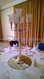 Candélabre fait main écologique à 5 bras en métal doré en cristal pour les centres de table décoratifs de salon et de salle à manger de Noël - Product Image 3