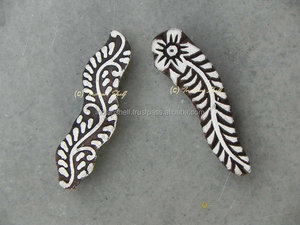 Bloque de madera con hermoso diseño floral tallado bloque de impresión hecho a mano - Product Image 5