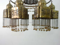 Lustre Zahereen BR380 en laiton doré antique égyptien marocain à économie d'énergie avec design perlé