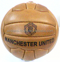 Ballon de football classique rétro personnalisable, cousu main, en cuir vintage, avec chambre à air en latex haute performance, durable