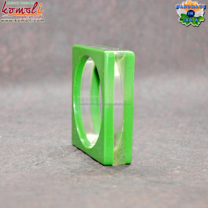 Pulsera de resina transparente con forma cuadrada de sándwich verde, joyería - Product Image 4