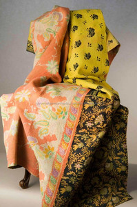 Mantas Dobles Kantha Balajee Vintage Hechas a Mano 100% Algodón con Bordados de Sari y Patrones Intrincados para Ropa de Cama Decorativa - Product Image 2