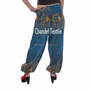 กางเกงโยคะพิมพ์ลายสไตล์ยิปซีผ้าเรยอลาดินผ้าเรยอนยืดหยุ่นทรงฮาเร็มสำหรับชุดลำลองสำหรับสไตล์ Ali Baba-ขายส่ง - Product Image 2