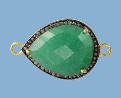 Conector de piedras preciosas de diamante pavé de oro amarillo de 14 quilates. Esmeralda de Plata de Ley 925 para pulsera para regalo de fiesta de boda joyería de cáñamo - Product Image 3