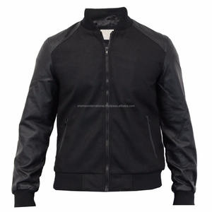 SHEMAX <b>MEN'S</b> BLACK GREY DETROIT WOOL MIX <b>BASEBALL</b> <b>JACKET</b> - Product Image 3