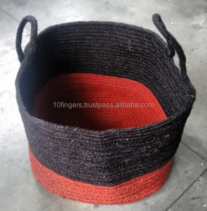 <b>Storage</b> cotton rope woven laundry plant handmade jute <b>basket</b> <b>large</b> bin organizer <b>basket</b> with handles - Product Image 2