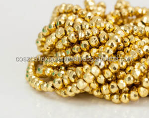 Perles de pyrite dorée cristaux à facettes pierres de guérison pour la fabrication de bijoux exportations Coszcatl certifiées par des tiers - Product Image 3