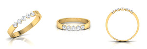 Elegante Five Diamond Real Natural Classic Wedding Promise Band 0.25TCW en elegantes anillos de oro amarillo de 14K - Product Image 3