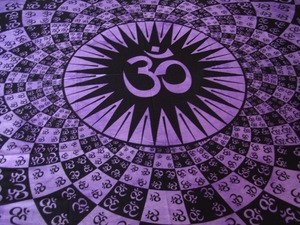 OM สัญลักษณ์พรมแขวนผนังมัดย้อมเครื่องนอนอินเดียพรมห้องนอน,พรมสีฟ้า, - Product Image 2