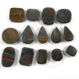 Oeil de tigre naturel en fer, 100 g, cabochon de forme libre, 14 pièces, pierres précieuses en vrac pour bijoux - Product Image 3