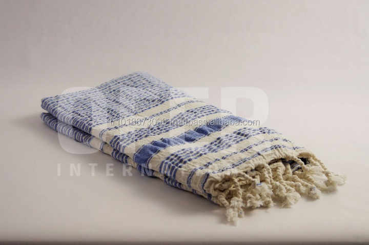 Twinkle Turkish Peshtemal Towel Fouta Hammam - Handmade - Crinkle Effect- Beige Natural Color Futah Muslin Turkey