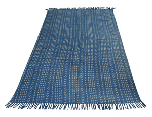 พรมปูพื้นผ้าฝ้ายพิมพ์ลายบล็อกด้วยมือมีลวดลายเรขาคณิต - Product Image 1